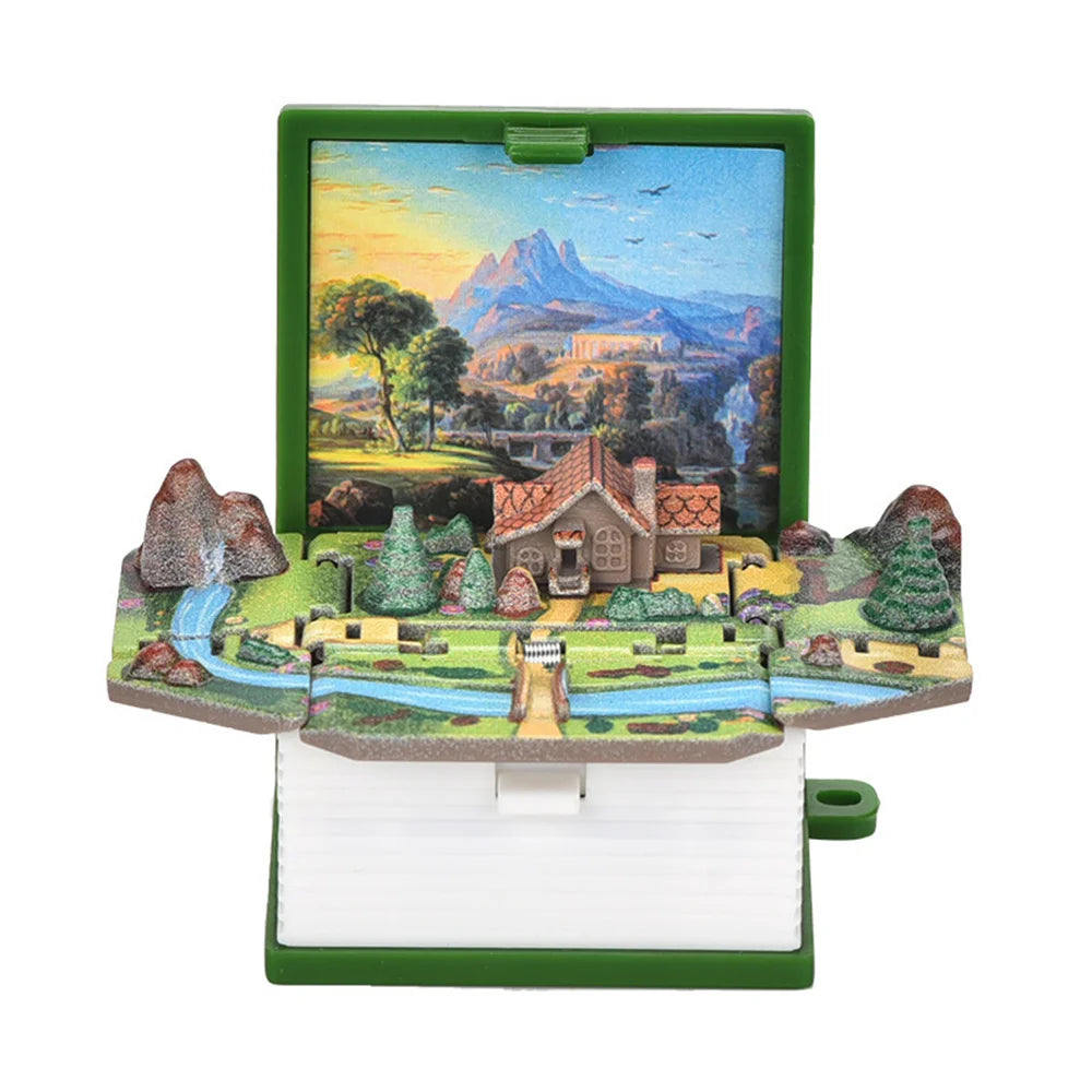 3D Stereoscopic Dinosaur Folding Bomb Book Mini Keychain Space Astronaut Puzzle Castle Decompress Creative （Random Background）