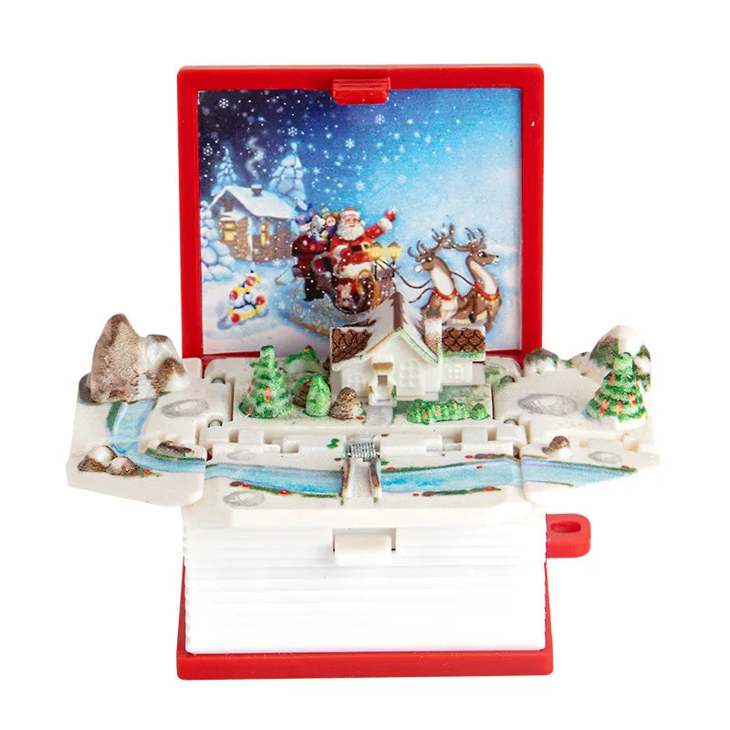 3D Stereoscopic Dinosaur Folding Bomb Book Mini Keychain Space Astronaut Puzzle Castle Decompress Creative （Random Background）
