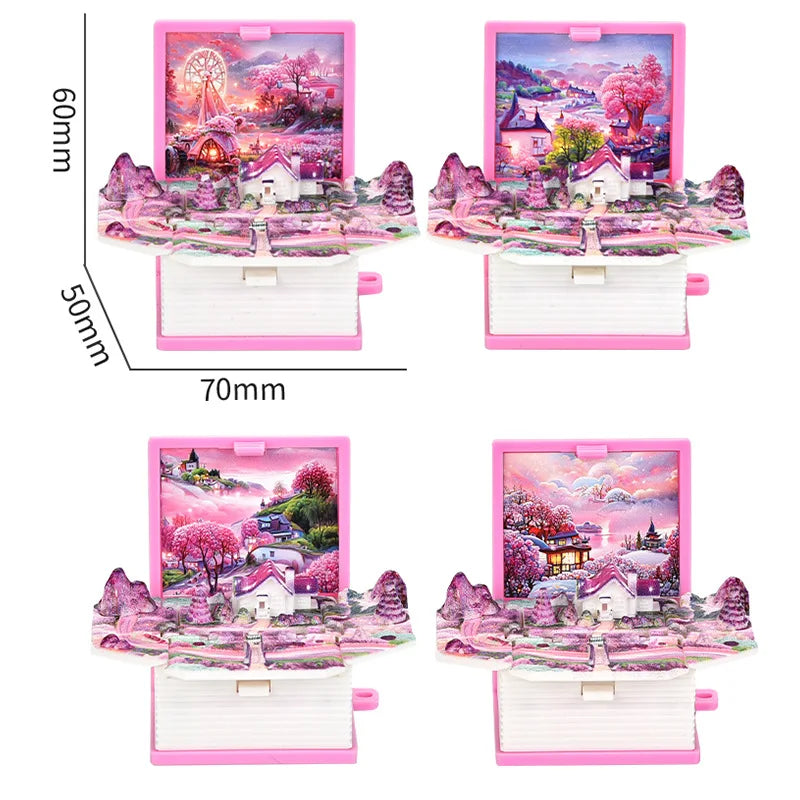 3D Stereoscopic Dinosaur Folding Bomb Book Mini Keychain Space Astronaut Puzzle Castle Decompress Creative （Random Background）
